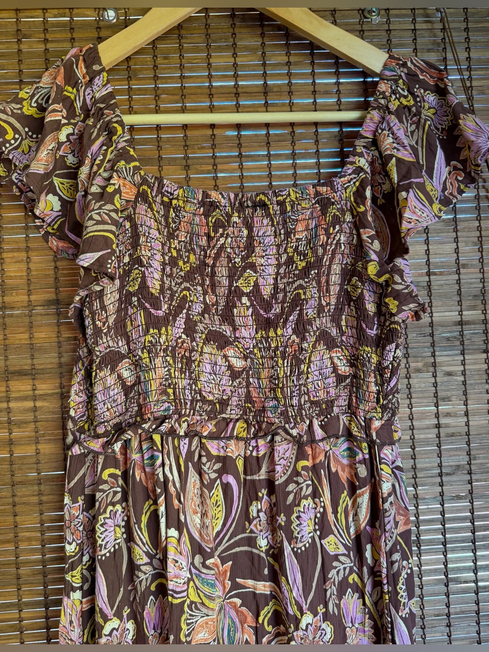 Vintage Angie Autumn Petals Brown Floral Boho Maxi Dress Size Small NWOT - Picture 7 of 10